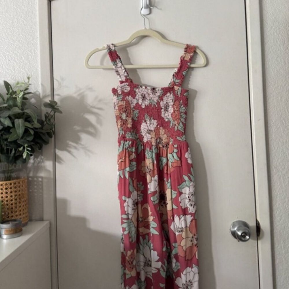 ARITZIA WILFRED Chianti Jumpsuit Wrm Sna Rd/Subtle Mint Floral Rose medium Pink - Picture 7 of 9
